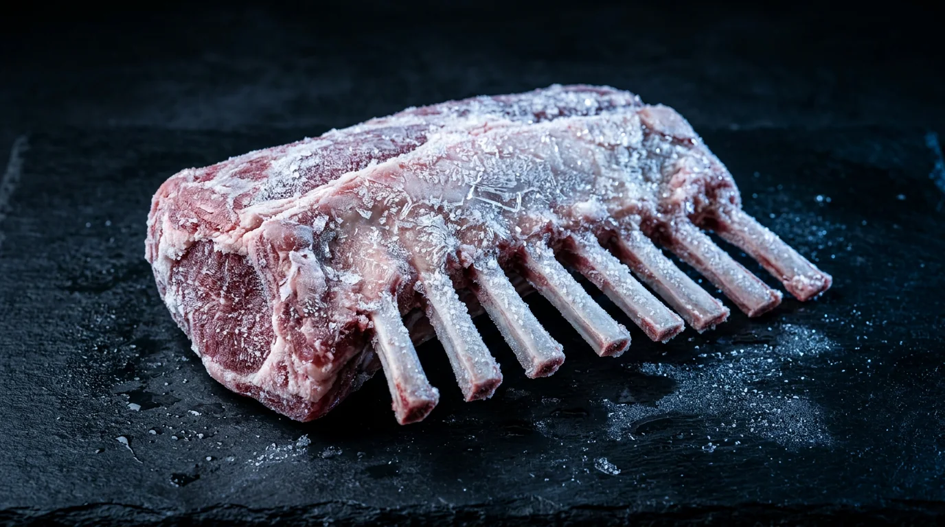 A chilled rack of lamb ready for preparation