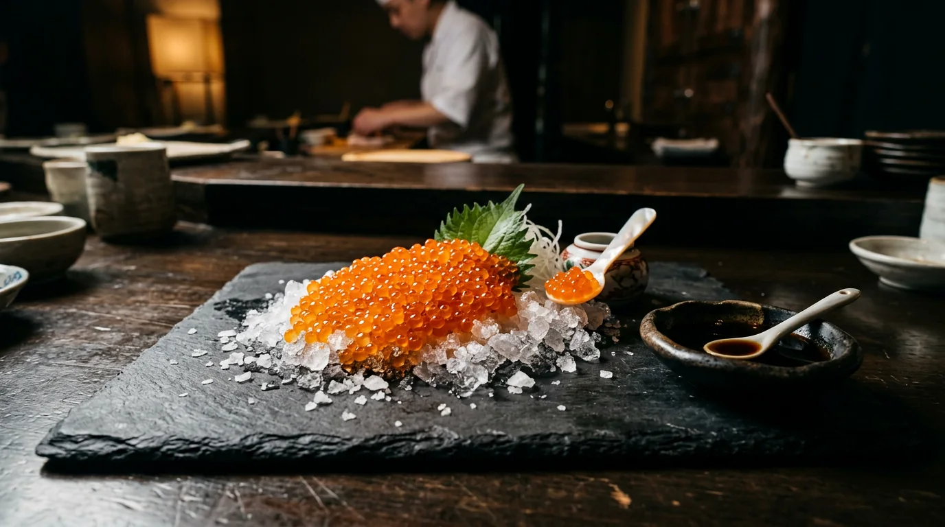 Salmon roe presented for culinary use